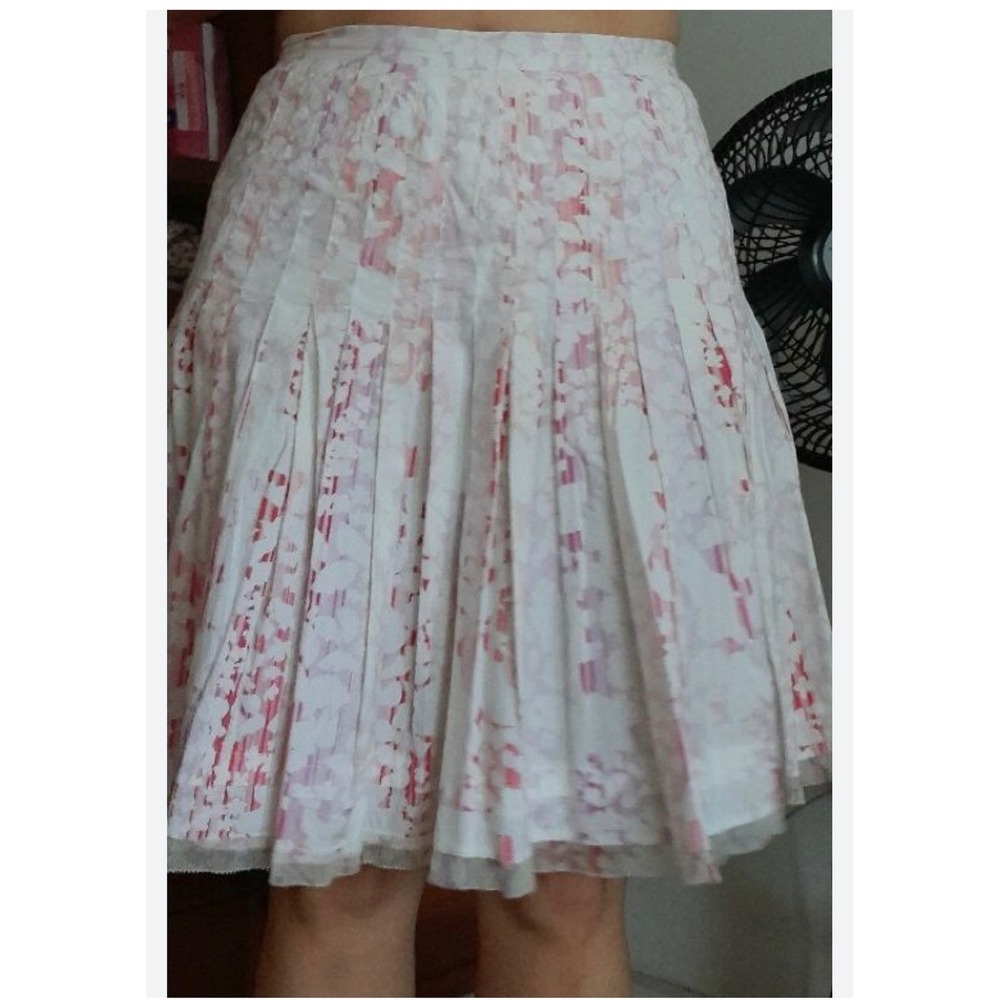 Elie Tahari‎ Floral Pleated A-Line Skirt Pink Purple White Size 6
